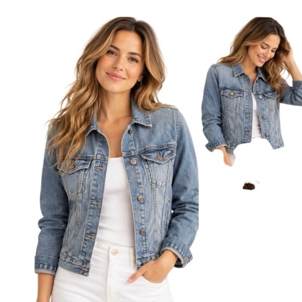 Lucky Brand Denim Trucker Jacket Women’s S Blue Stretch Jean Western classic